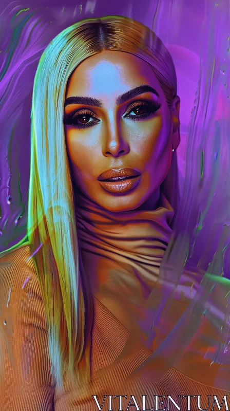 Colorful Kim Kardashian Art AI Image