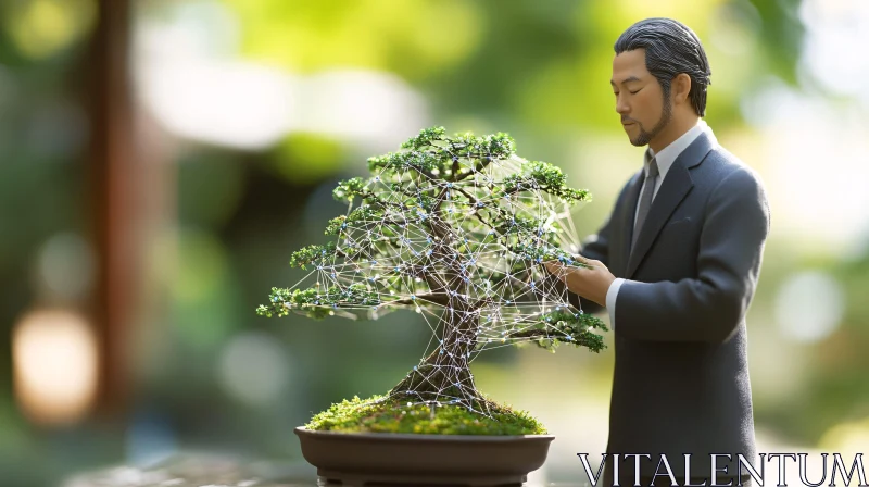 Bonsai Network with Man in Suit AI Image