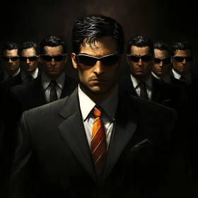 Enigmatic Men in Dark Suits Portrait