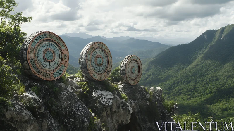 AI ART Ancient Wheels Overlooking Verdant Valley