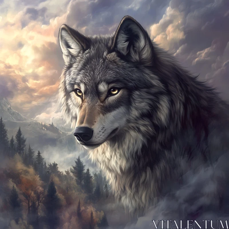 AI ART Mystic Wolf in the Wilderness