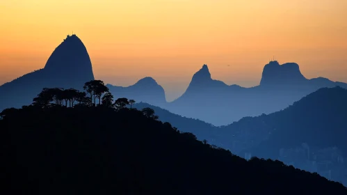 Serene Mountain Range at Sunrise