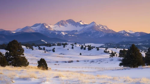 Winter Mountain Landscape with Snow