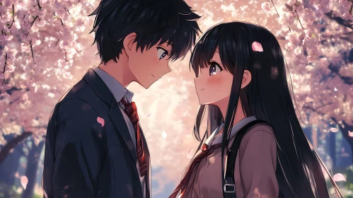 Anime Love Scene During Sakura Season