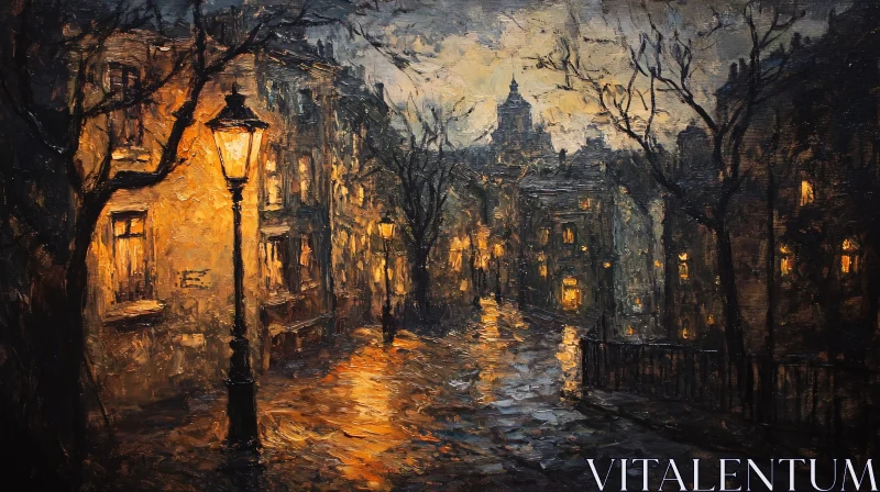 AI ART City Street at Nightfall