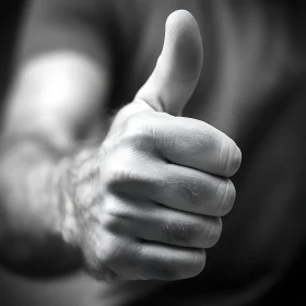 Hand Giving Thumbs Up in Monochrome