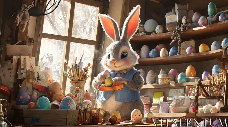 Rabbit's Easter Egg Workshop AI Image