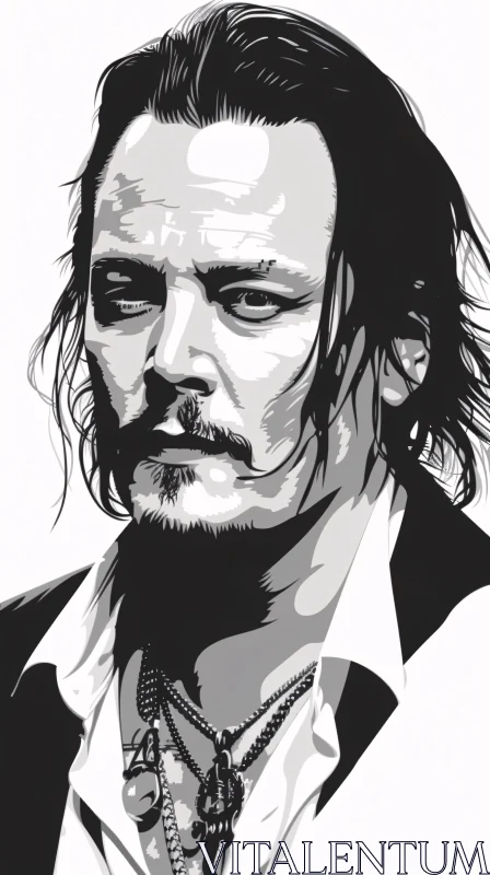 Detailed Monochrome Artwork Featuring Johnny Depp AI Image