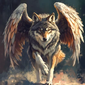 Majestic Winged Wolf Creature