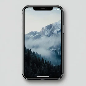 Iphone displaying Mountain Scenery