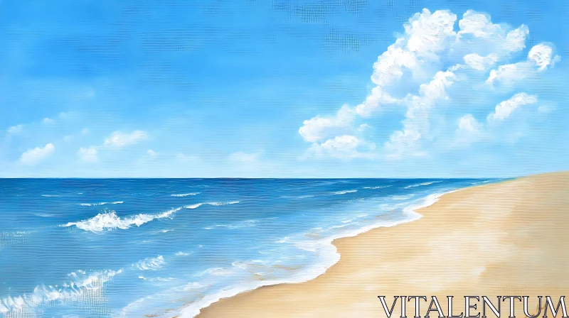 AI ART Peaceful Seascape Painting with Blue Sky