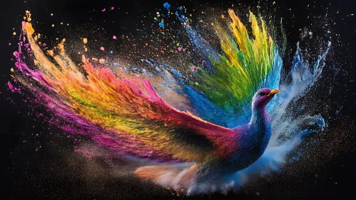 Abstract Bird Paint Explosion