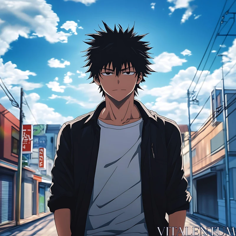 AI ART Anime Character in Urban Setting