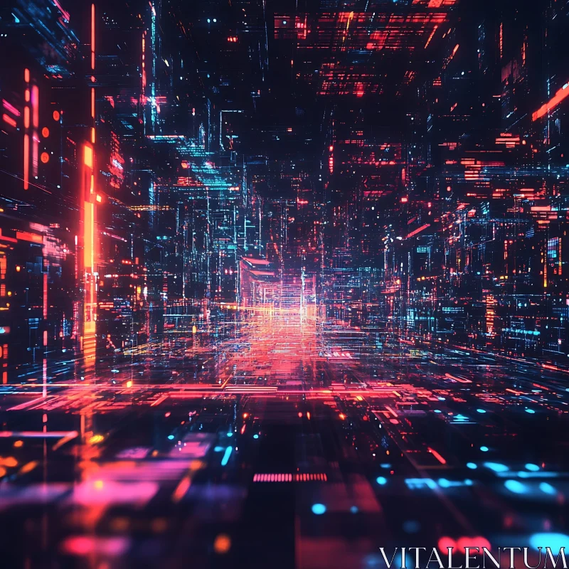 Futuristic Neon Lines Abstract Composition AI Image