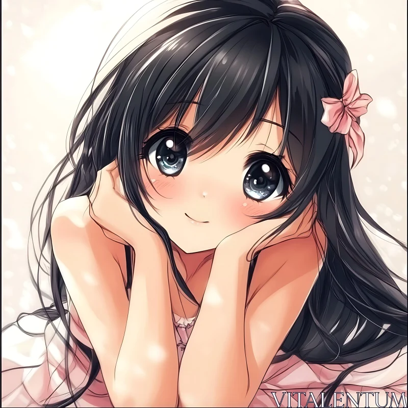 Cute Anime Girl Illustration AI Image