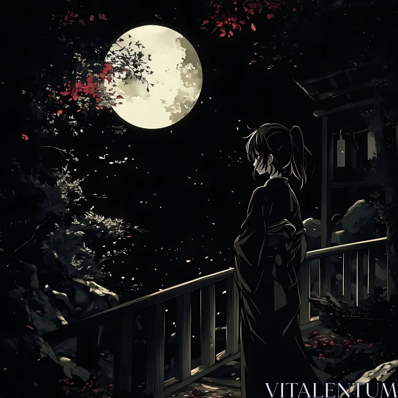 Moonlit Elegance in Anime Art AI Image