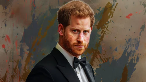 Prince Harry in Black Tuxedo - Abstract Artistic Portrait