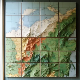 Topographic Map Tiles Art Piece