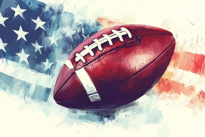 Artistic American Football with Flag Illustration