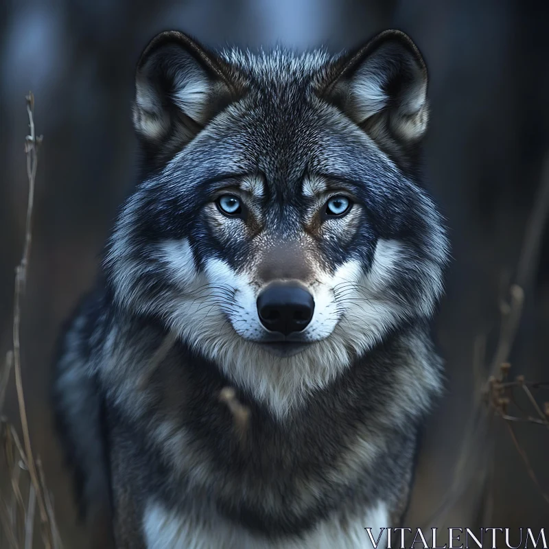 Close-up of a Wolf in the Wild AI Image