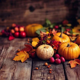 Rustic Autumn Still Life with Pumpkins