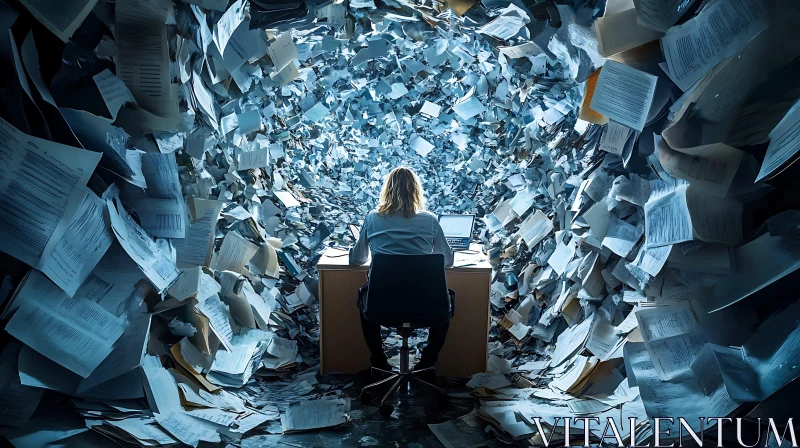 AI ART Avalanche of Paper: Office Overload