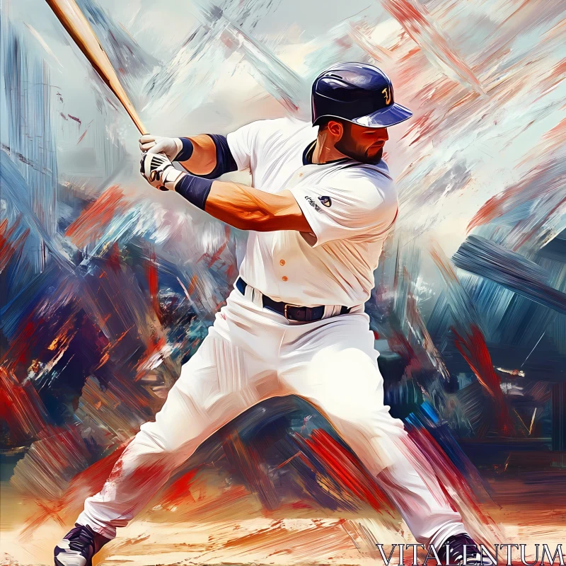 AI ART Dynamic Baseball Swing in Digital Art  AI Generated Image