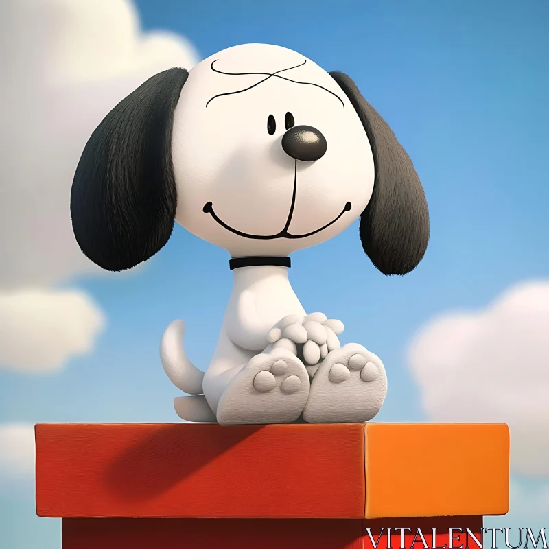 Happy Cartoon Dog Against Blue Sky AI Image