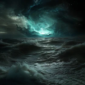 Stormy Ocean with Swirling Clouds