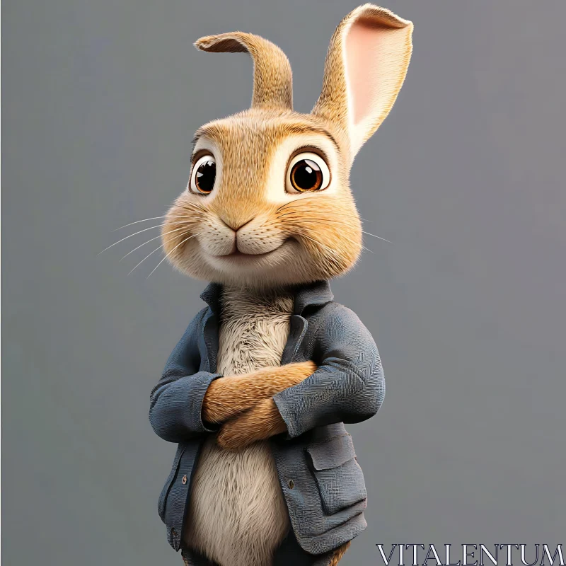 Charming Rabbit with Crossed Arms AI Image