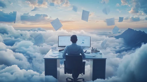 Surreal Office Above the Sky