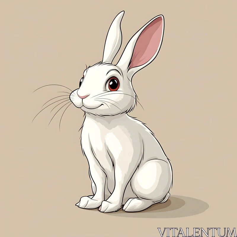 White Rabbit Cartoon Image AI Image