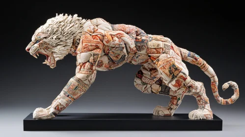 Intricate Fabric Tiger Sculpture