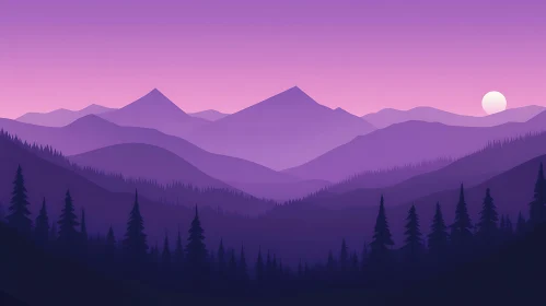 Layered Purple Mountains with Pastel Sky