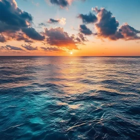 Seascape at Sunset: A Calm Ocean View