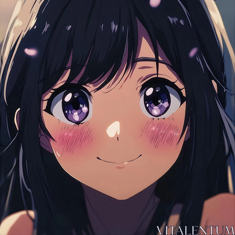 Anime Girl Portrait with Blushing Cheeks AI Image