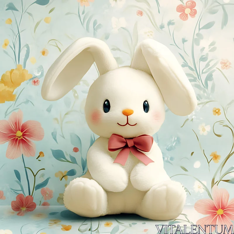 AI ART Pastel Floral Bunny Portrait