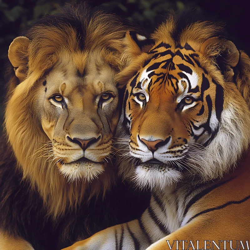 Lion and Tiger: A Bond of Strength AI Image