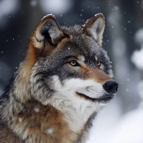 Snowy Wolf Close-Up