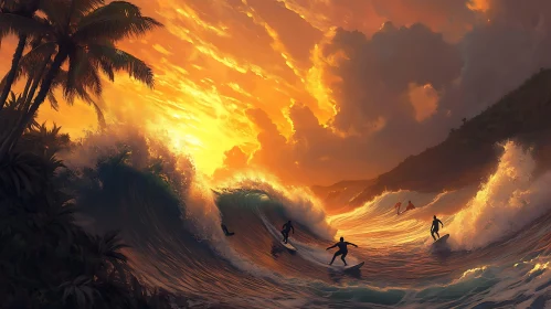 Surfers at Sunset
