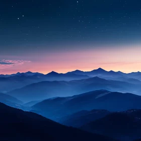 Nightscape of Mountain Ranges