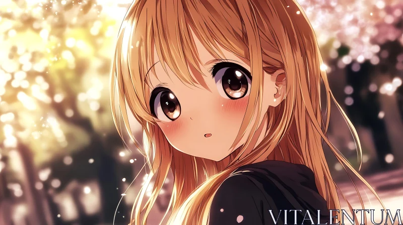 AI ART Anime Girl with Blonde Hair and Expressive Eyes