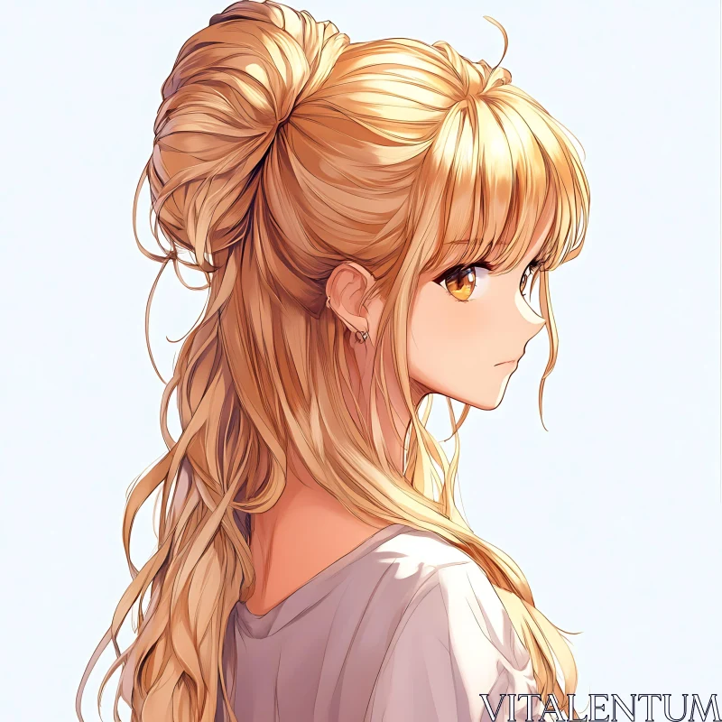 Profile Illustration of Blonde Anime Girl AI Image