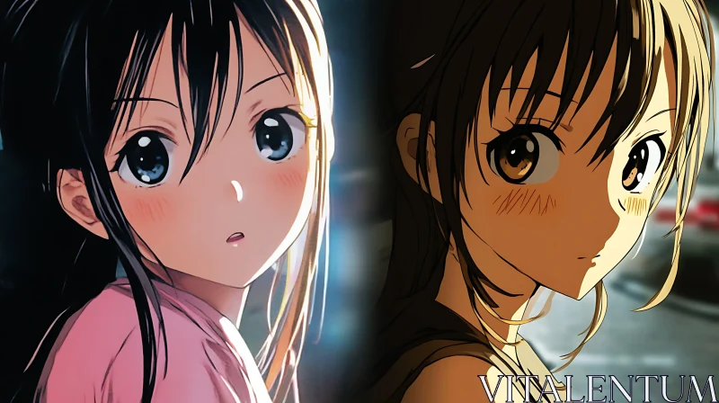 Detailed Depiction of Two Anime Characters AI Image