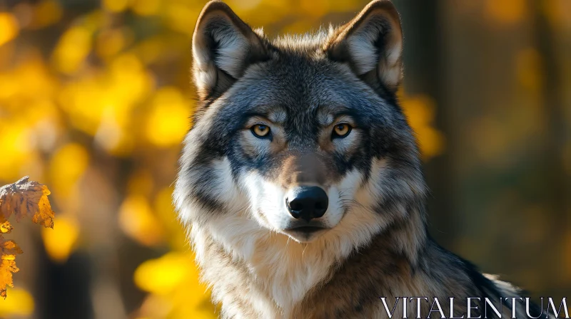 AI ART Gray Wolf Close-Up