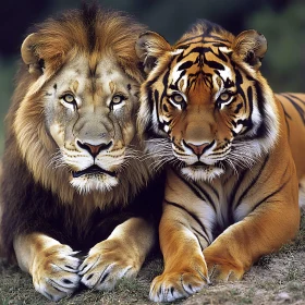 A Lion and Tiger Side-by-Side