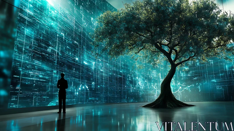 AI ART Tree Growing in Digital World