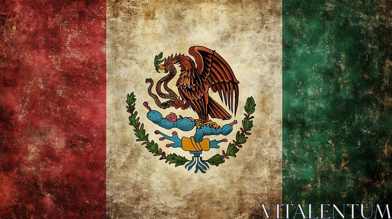 AI ART Distressed Mexican National Flag Artwork