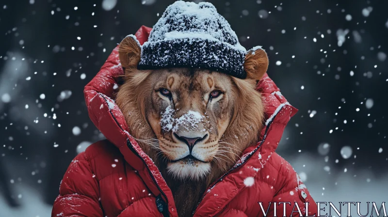 Winter Lion Fashion AI Image