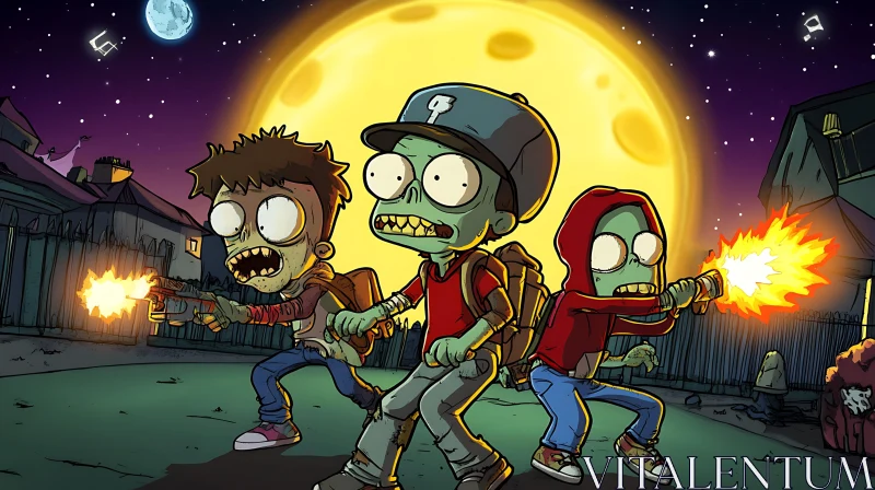 AI ART Animated Zombie Kids with Guns